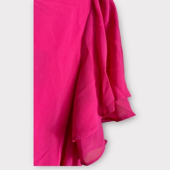 - Pink Fuchisa dress primark new size 14 ruffle sleeve detail summer occasion - Picture 4 of 9
